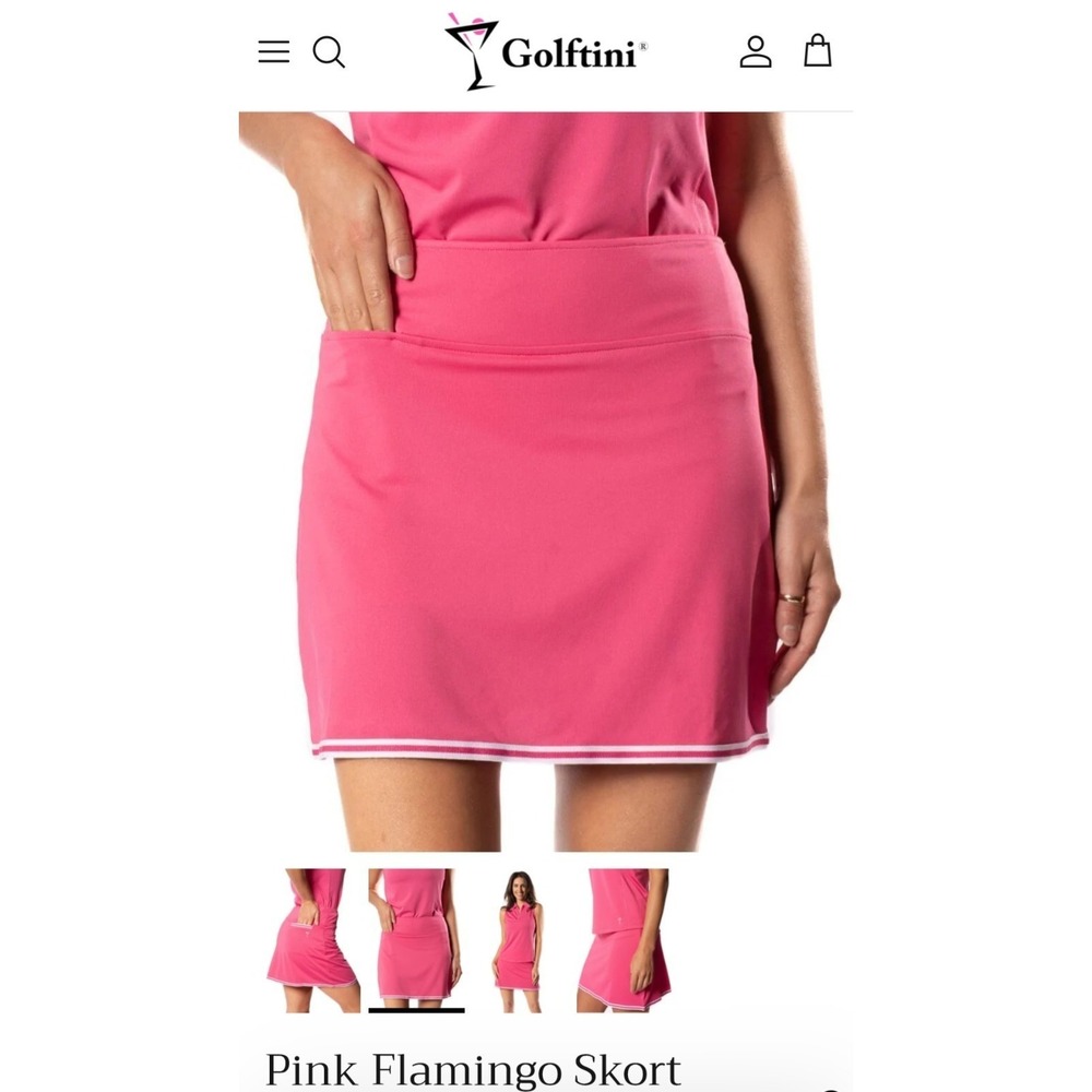 NEW Golftini Women's Medium Golf Skort Skirt  PINK FLAMINGO  - Short 15" NWT